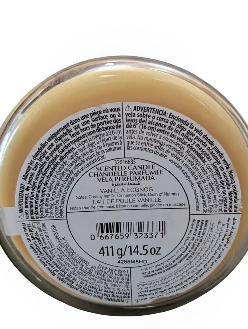 NEW Bath and Body Works Vanilla Eggnog 3-wick Candle - Picture 3 of 3